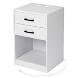 ZUN FCH 40*35*60cm Particleboard Pasted Triamine Two Drawers With Socket With LED Light Bedside Table 59706702