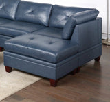 ZUN Contemporary Genuine Leather 1pc Corner Wedge Ink Blue Color Tufted Seat Living Room Furniture B01151378