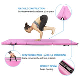 ZUN 6'x2'x2" Tri-fold Gymnastics Yoga Mat with Hand Buckle Pink 03015881