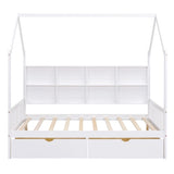 ZUN Wooden Full Size House Bed with 2 Drawers,Kids Bed with Storage Shelf, White WF301459AAK