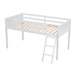 ZUN Twin Size Wood Loft Bed with Ladder, ladder can be placed on the left or right, White WF315204AAK