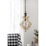 ZUN Farmhouse Chandeliar, Distressed White Pendant French Country Wood Chandelier for Living Room Foyer, W2078137031