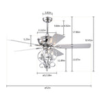 ZUN 52 inch 4 Lights Ceiling Fan with 5 Wood Blades, Two-color fan blade, AC Motor, Remote Control, W1592123233