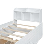 ZUN Wood Twin Size Platform Bed with 2 Drawers, Storage Headboard and Footboard, White WF313560AAK