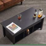 ZUN Lift Top Coffee Table Modern Furniture Hidden Compartment And Lift Tabletop Black 21256284