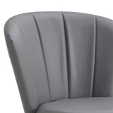 ZUN Gray 360&deg; Swivel Makeup Home Office Chair, PU Vanity Chair, Nail chair Women, queen fancy chair W2118P143548