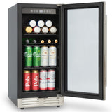 ZUN Built-in and Freestanding 15" Mini Beverage Refrigerator/Wine Cabinet, 120 Cans, 37-65&deg;F, Quiet, ES286528AAA