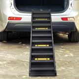 ZUN Folding Pet Ramp, Dog Ramp for Cars SUV, Vehicle Stairs Ladder with Nonslip Mats and Rubber Feet, W2181P145848