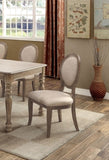 ZUN Transitional Rustic Oak and Beige Side Chairs Set of 2 Chairs Dining Room Furniture Padded fabric B011109808