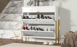 ZUN U-Can Shoe Cabinet with 2 Flip Drawers & 1 Slide Drawer, Modern Free Standing Shoe Rack for Heels, WF306490AAK