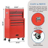 ZUN Detachable Large Tool Cabinet with Wheels, 5 Drawers, Lockable Rolling Chest for Warehouse, Garage, W1234115808