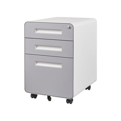 ZUN 3 Drawer File Cabinet with Lock, Metal Filling for Office Home, Rolling Mobile File 39587911
