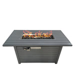 ZUN Living Source International Steel Propane/Natural Gas Outdoor Fire Pit Table with Lid B120142192