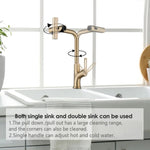 ZUN Brushed Gold Kitchen waterfall faucet with down sprayer, single handle kitchen sink faucet with W1217P146514
