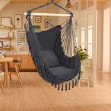 ZUN Pillow Tassel Hanging Chair Gray 27528791