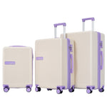 ZUN Contrast Color 3 Piece Luggage Set Hardside Spinner Suitcase with TSA Lock 20" 24' 28" Available PP311618AAO