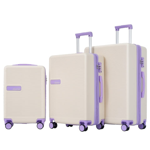ZUN Contrast Color 3 Piece Luggage Set Hardside Spinner Suitcase with TSA Lock 20" 24' 28" Available PP311618AAO