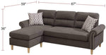 ZUN Tan Color Polyfiber Reversible Sectional Sofa Set Chaise Pillows Plush Cushion Couch Nailheads HS00F6448-ID-AHD