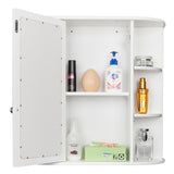 ZUN 3-tier Single Door Mirror Indoor Bathroom Wall Mounted Cabinet Shelf White 79239339