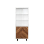ZUN 5 Tier Bookcase , Book cabinet with 2 doors, Industrial Bookshelf Display Shelf Floor Standing for 09787913