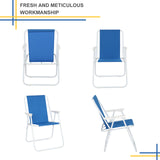 ZUN Oxford Cloth Iron Outdoor Beach Chair Blue 44914156