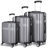 ZUN 3 Piece Luggage with TSA Lock ABS, Durable Luggage Set, Lightweight Suitcase with Hooks, Spinner W162573158