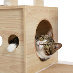 ZUN Modern Luxury Cat Tree Wooden Multi-Level Cat Tower Cat Sky Castle With 2 Cozy Condos, Cozy Perch, 30428958