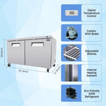ZUN Orikool 60 IN Commercial Refrigerators, Undercounter Refrigerators 18.5 Cu.Ft with Smooth Casters, 2 W2095126119