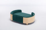 ZUN Scandinavian style Elevated Dog Bed Pet Sofa With Solid Wood legs and Bent Wood Back, Velvet W79490082