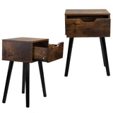 ZUN Set of 2 Mid Century Wood Side Table, End Table with 1 Storage Drawer, Nightstand for Bedroom Living W2181P144024