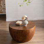 ZUN 31.50"Vintage Style Bucket Shaped Coffee Table with storage function, for Office, Dining Room and W757119052