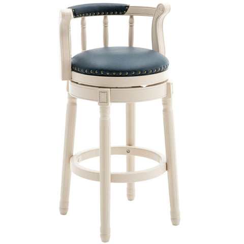 ZUN Cow top Leather Wooden Bar Stools, Seat Height 29.5'' Swivel Bar Height Chair with Backs for Home W2081137353