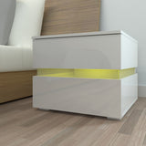 ZUN RGB LED Double Side Cabinet Bedside Table White 50895422
