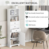 ZUN White Tall Storage Cabinet with 3 Drawers and Adjustable Shelves for Bathroom, Kitchen and Living WF298151AAK