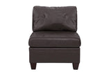 ZUN Contemporary Genuine Leather 1pc Armless Chair Dark Coffee Color Tufted Seat Living Room Furniture B011127136