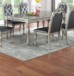 ZUN Formal 1pc Dining Table Only Silver / Grey Finish Antique Design Rubberwood Dining Room Furniture B011138663