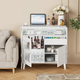 ZUN 41"-79" Cloud Wave Extendable Sofa Bar Table Cabinet Behind Couch Pub Table with LED WF323502AAK