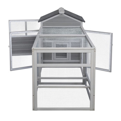 ZUN Wooden Chicken Coop Hen House with Doors for Ventilation, Runs and Nesting Box, Gray W2181P155331