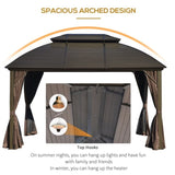 ZUN Outsunny 10' x 12' Hardtop Gazebo Canopy with Galvanized Steel Double Roof, Aluminum Frame, W2225142909