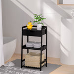 ZUN Bathroom Shelves, 3 Tier Ladder Shelf with Drawers, Bamboo Nightstand Open Shelving, Bookshelf 45081478