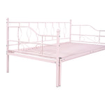 ZUN Twin Size Metal Daybed with Trundle, Daybed with Slat No Box required Pink MF296396AAH