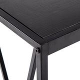 ZUN Triamine Board Cross Iron Frame Porch Table Sofa Side Table Black Wood Grain 51494874