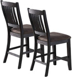 ZUN Dark Coffee Classic Wood Kitchen Dining Room Set of 2 High Chairs Fabric upholstered Seat Unique B01183543