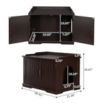 ZUN Cat Litter Box Enclosure Cabinet, Large Wooden Indoor Storage Bench Furniture for Living Room, 14583571