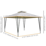 ZUN 11' x 11' Outdoor Canopy Tent Party Gazebo with Double-Tier Roof, Steel Frame, Included Ground W2225142538