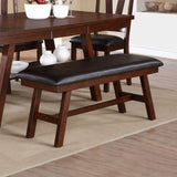 ZUN Black Faux Leathe Dining Bench, Dark Walnut SR011332