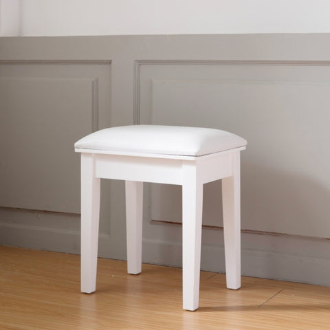 ZUN Vanity Stool Makeup Bench Dressing Stool with Cushion and Solid Legs,White W760P145323