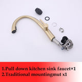 ZUN Single Handle Stainless Steel Pull Out Kitchen Faucet W1217125158