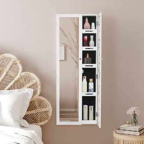 ZUN Non Full Mirror Wooden Wall Mounted Mirror Cabinet With Photo Frame, Multi-Layer And Jewelry 72460941