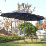 ZUN 14.8 Ft Double Sided Outdoor Umbrella Rectangular Large with Crank W640140332